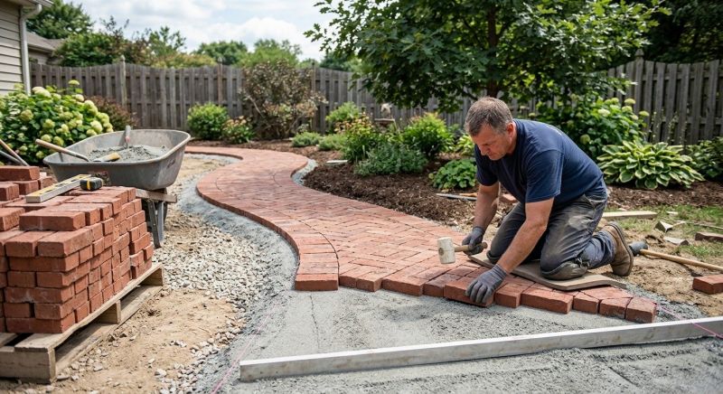 Brick Hardscape Installation in Providence, RI